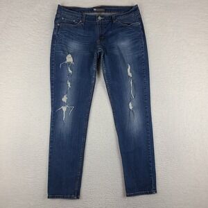 Levi's 524 Jeans Womens‎ 15 32x32 Blue Too Superlow Skinny Distress Dark Wash